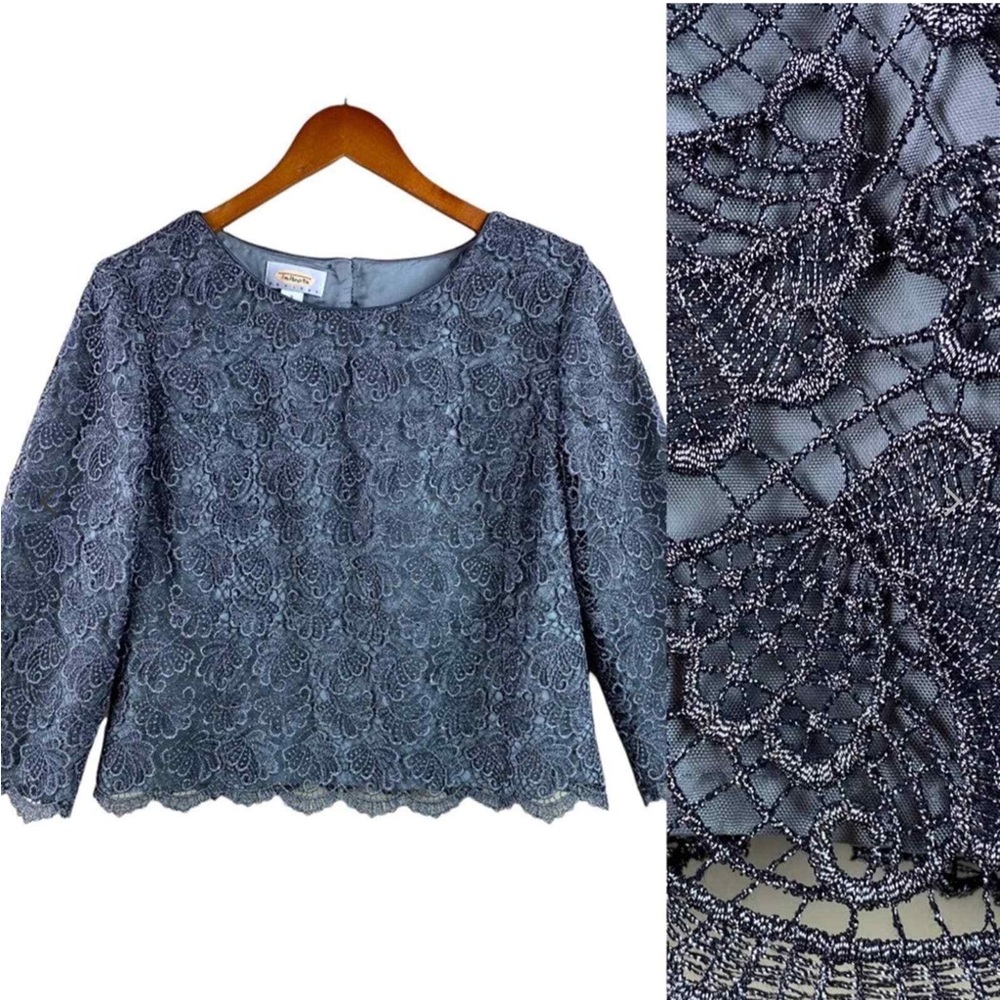 Talbots Silver Lace Button-back Blouse